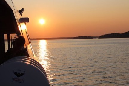 a sunset over a body of water